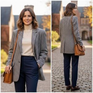 Della Spiga Canada 8 Old Money Vintage Timeless Academia Houndstooth Wool Blazer